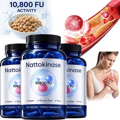 Nattokinase Supplement - 10800 FU 60 Capsules Per Serving Heart Circulation US
