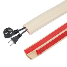 10FT Floor Cord Cover, 0.6" W x 0.28" H Cord Hider, Maple Wood Grain