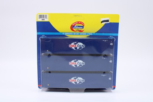 Contenedor de caja seca corrugada Athearn 2856 escala HO 45' paquete de 3 CMA CGM | Condition: New