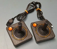 One Pair (2) Atari 2600 CX-40 Orange-Trim Joysticks - Clean, Tested, And Working