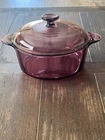 Vintage Visions Corning Casserole Dish Cranberry 2.5 QT #1156 WITH LID