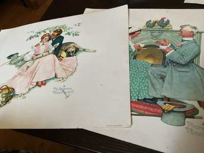 Vintage Lot Of 2 Norman Rockwell Prints For Framing Young Couple Tea Time 