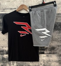 Nike 3Brand Boys Shirt  Shorts Set Outfit Size M Medium 10/12 Black Red Grey