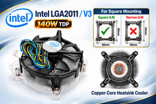 Intel LGA2011 CPU Cooler Heatsink Cooling Fan 140W Square ILM Mounting 