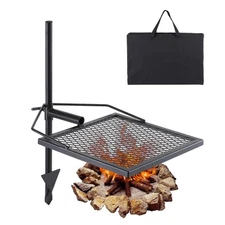 Swivel Campfire Grill Heavy Duty Steel Open Fire Cooking Grate Adjustable