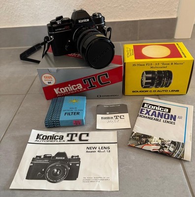 Konica Autoreflex TC + 2 Objektive + 2 Blitze + Stative + Zubehör -Vintage