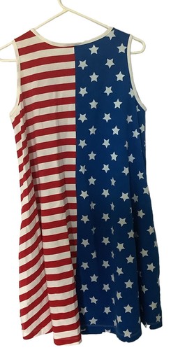 Hanna Anderson girl Stars And Stripes Flag Dress Size 14/16 Red White Blue New - Picture 5 of 6