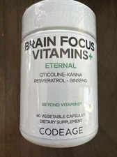 Codeage Brain Focus Vitamins+, Citicoline, B12, Resveratrol, And More. 60 ct New