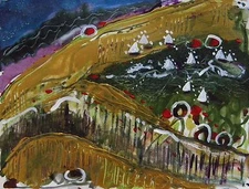 ORIGINAL ABSTRACT Landscape Painting JMW art John Williams Expressionism