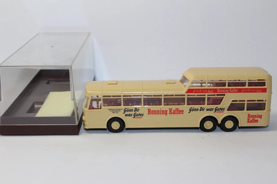 bk2511, TOP RAR Brekina BUS Büssing Anderthalbdecker Bus Ronning Kaffee 1:87