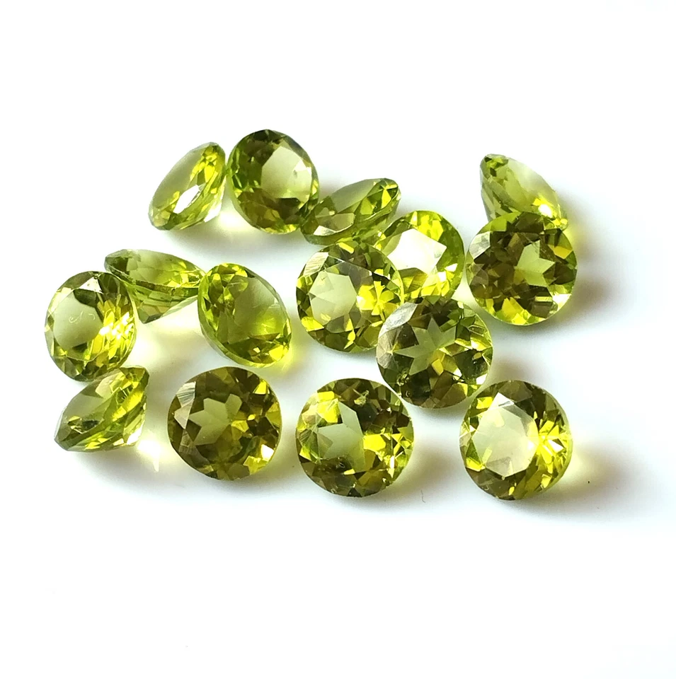 Natural Peridot 6X6 mm Round Shape Faceted Untreated Wholesale Loose Gemstone - Image 4 of 4