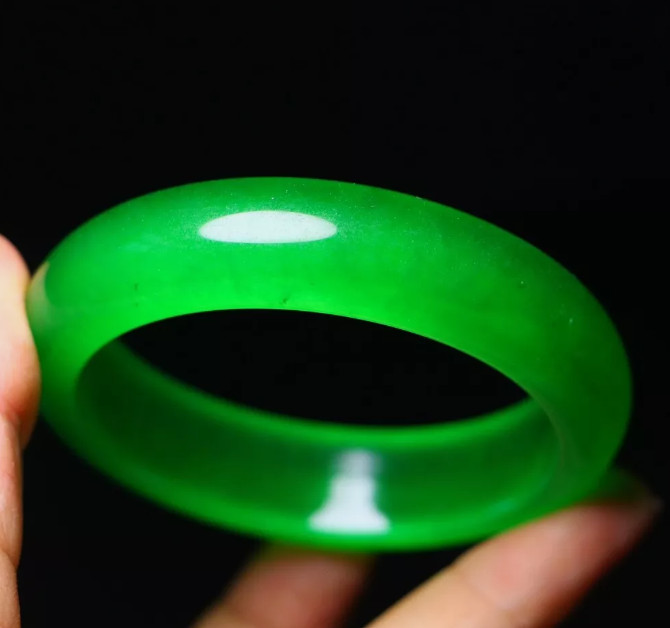 Certified Grade A Ice Green 57-58mm Natural Burma Jadeite Bangle