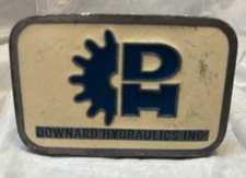 Vintage Downard Hydraulics White Blue Inlaid Belt Buckle Rare