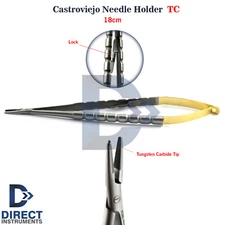 TC Castroviejo Needle Holder 18cm Straight Long Ophthalmic Suture Forceps Dental