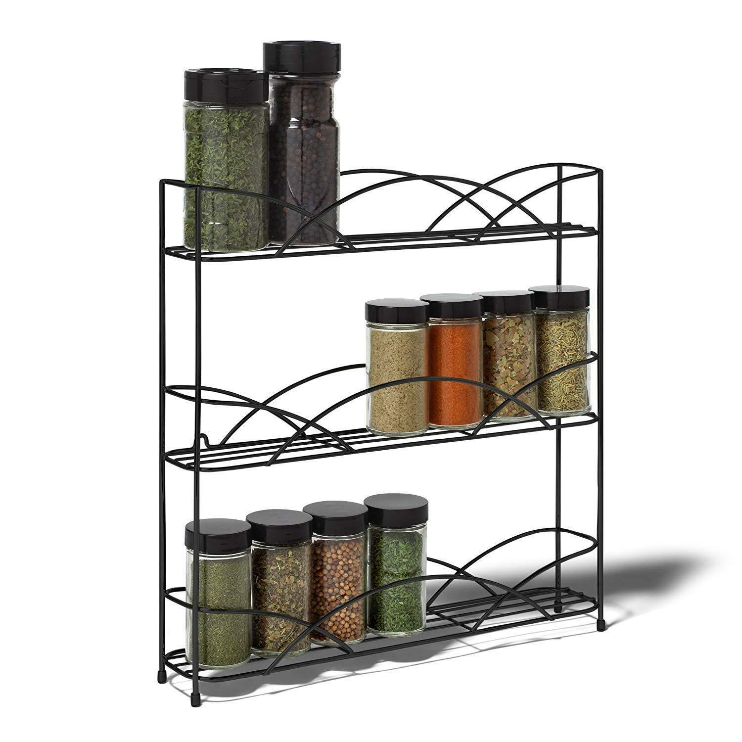 Countertop Spice Rack Cabinet Organizer Kitchen Shelf 3tier Black