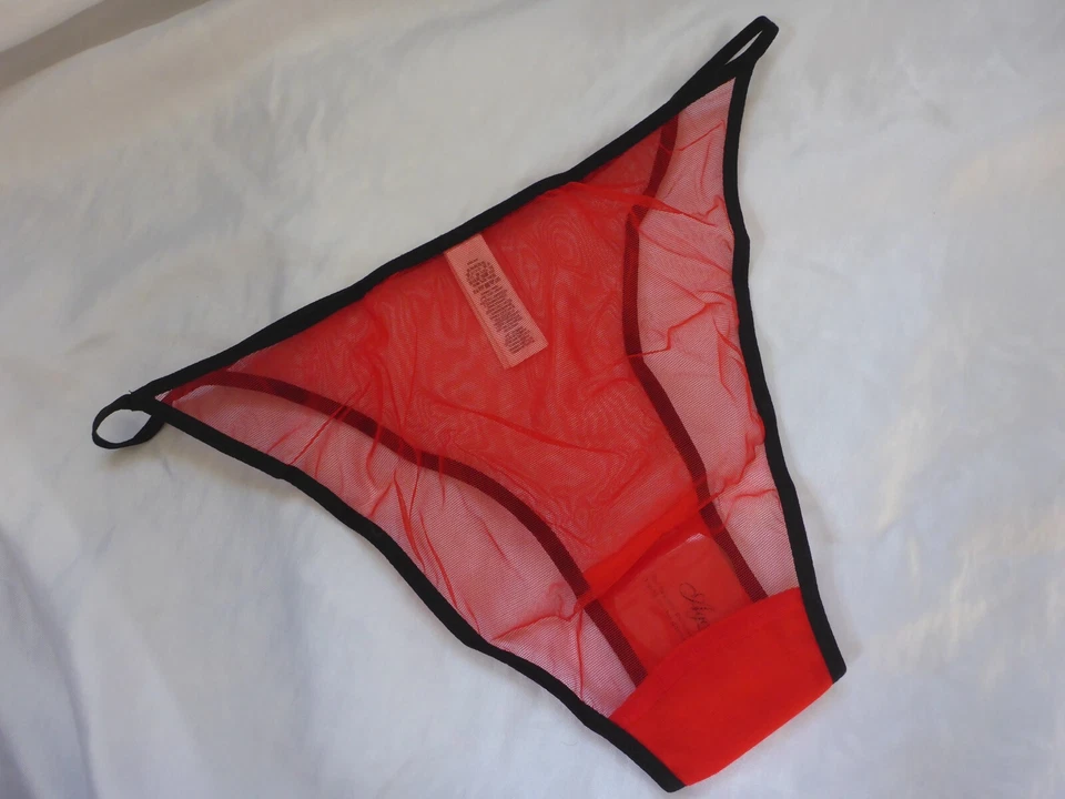 10, Agent Provocateur ASAP Tanga Brief, malla transparente, rojo y negro, AP talla 3 NUEVO Foto 2 de 4