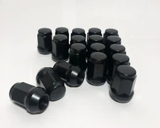 23 BLACK 1/2-20 BULGE ACORN CLOSED END 1.38" LUG NUTS FIT JEEP WRANGLER JK TJ YJ
