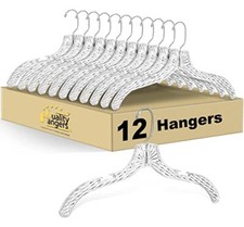 Clear Plastic Hangers 12 Pack - Crystal Cut Crystal Suit Hangers - 12 Pack
