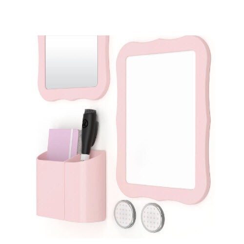 Back to School Locker Organizer Kit Pink Magnetic Mirror Pencil Cup Whiteboard - Picture 2 of 4