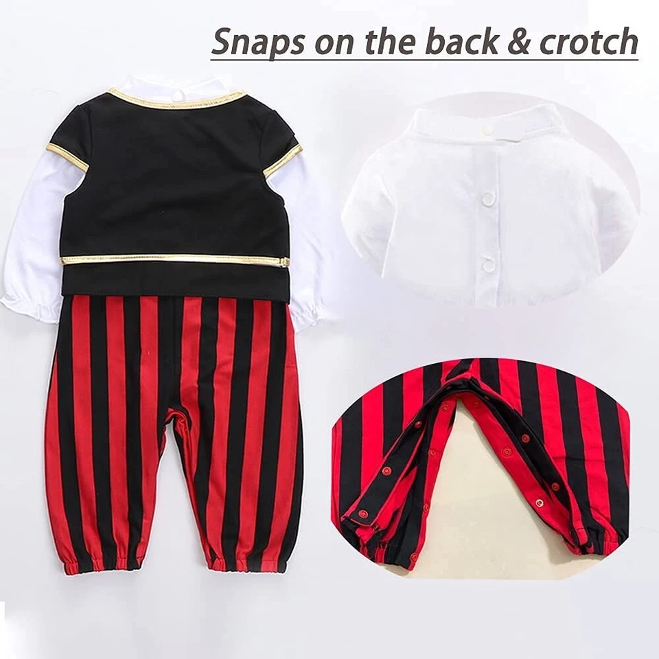 Disfraz de Pirata Bebé Mameluco+Chaleco+Sombrero+Cinturón 12-18 Meses Foto 2 de 4