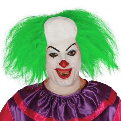 Crazy Killer Clown Green Wig Bald Cap the Joker Funny Scary Clown Killer Horror 