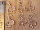 Six 1992 Energizer Bunny Clear Plastic Christmas Ornaments