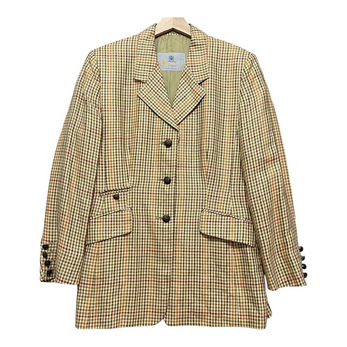 Vintage Aquascutum Linen Blazer Jacket Womens Size? Check Meas. Gingham Checked