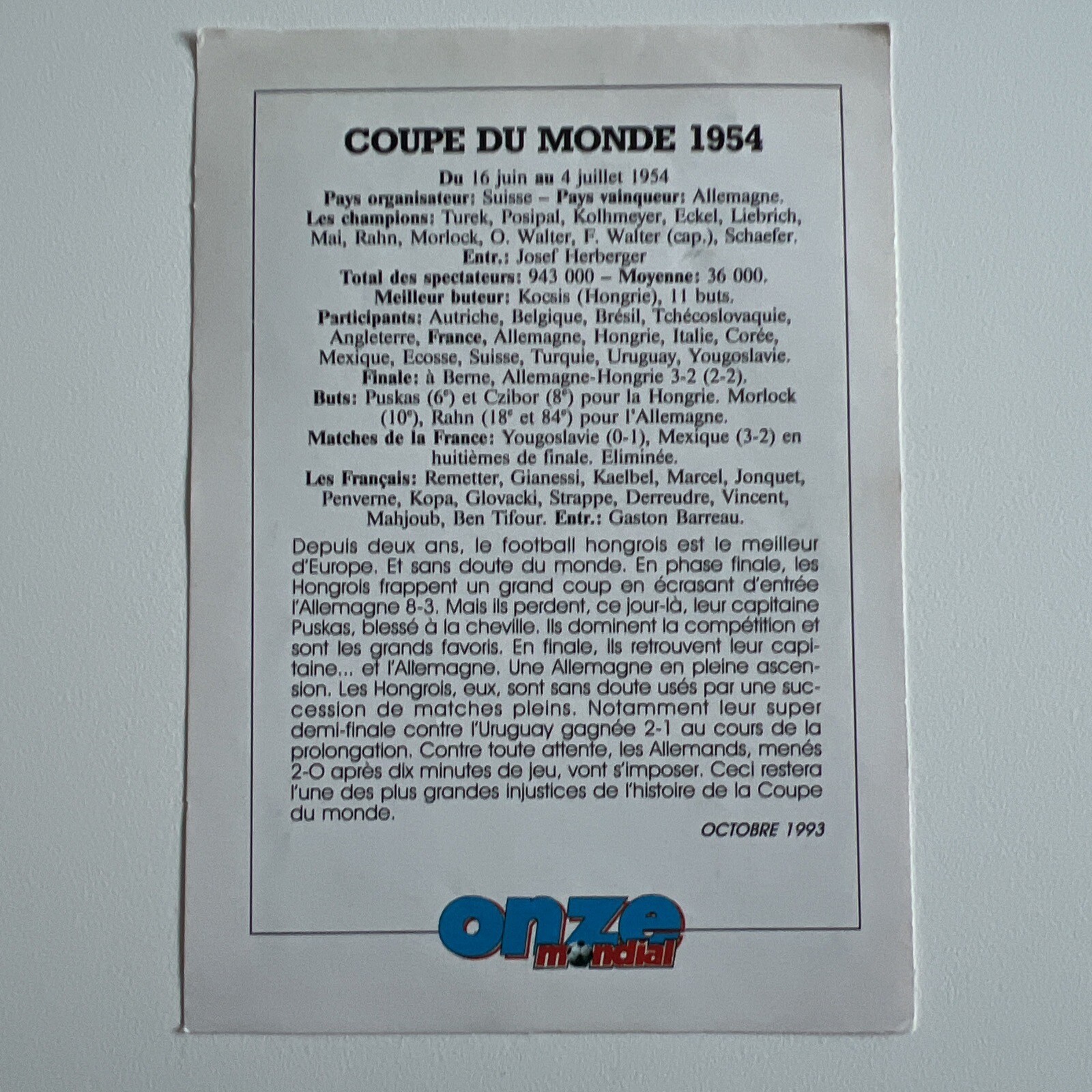 Album Autocollant Complet Coupe Du Monde 1954 - Édition Suisse, 308 Stickers, Couverture Rigide