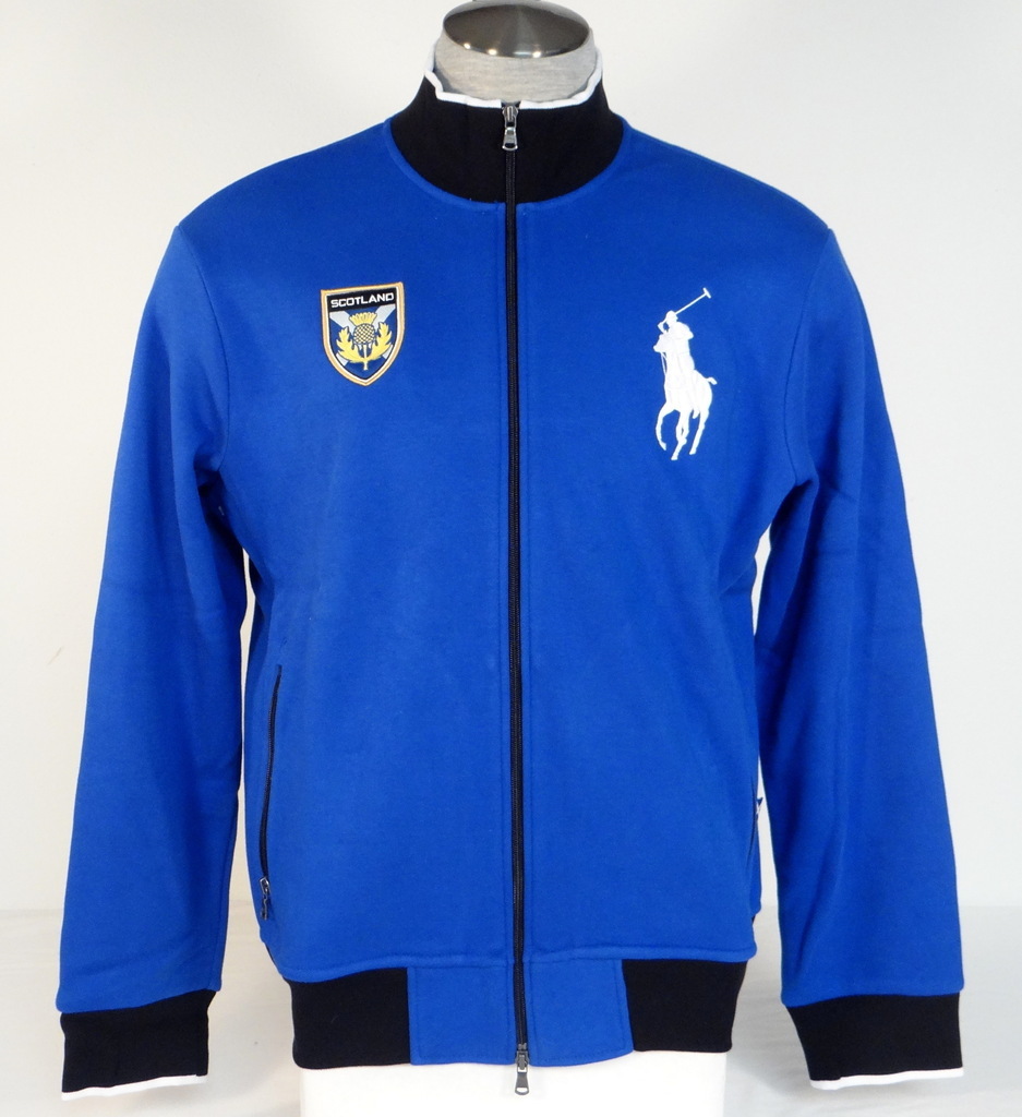 Polo Ralph Lauren Giacca Performance Blu Scozia Cerniera Frontale Grande Pony Uomo Nuova con etichette