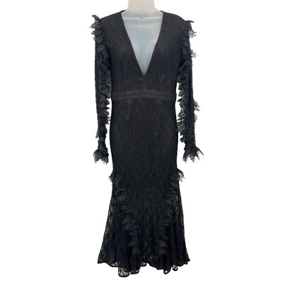 La Maison Talulah Pursue Long-Sleeve Lace Midi Dress Women's Small Black Sexy