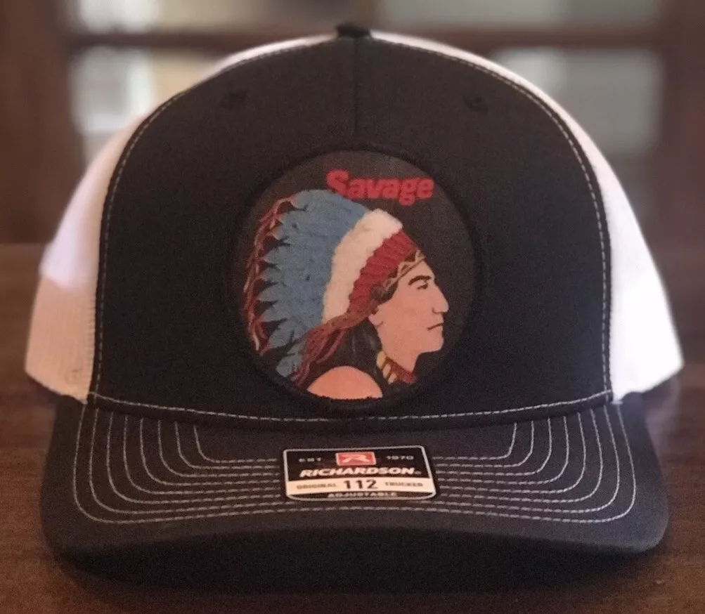 Savage Arms Patch on a Richardson 112 Trucker Snapback Hat Custom Item Nice