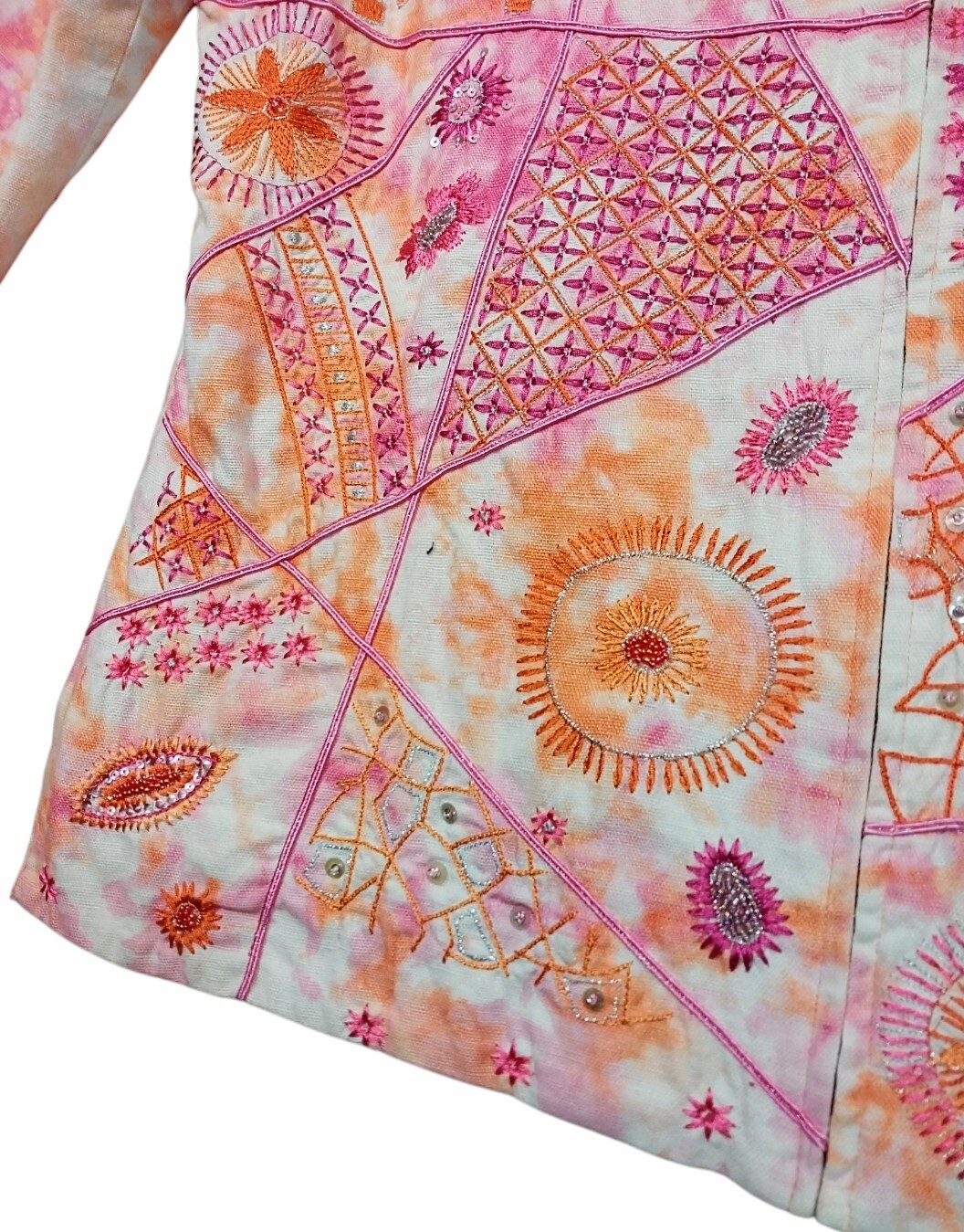 Patchington Jacket Embroidered Sequined Pink Tie … - image 6