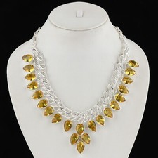 Handmade Citrine Gemstone Necklace in 925 Sterling Silver Jewelry