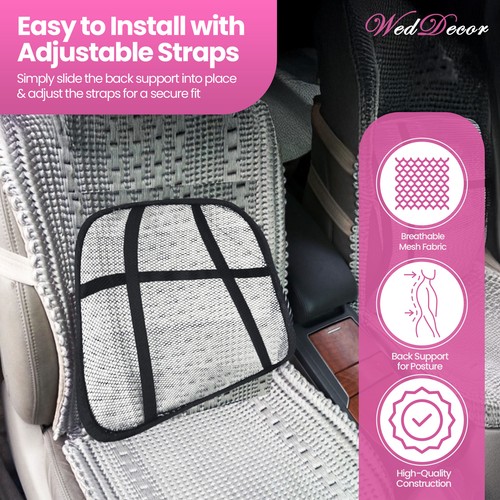1X Lower Back Lumbar Support Car Seat & Office Chair Pain Relief Mesh Cushion - Picture 4 of 12