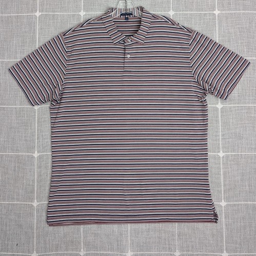 Camisa Polo Peter Millar Para Hombres XL Roja Azul Punta Corona Artesanal Golf Informal Preppy - Imagen 2 de 16