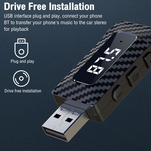 Receptor Transmisor USB Bluetooth 5.3 Coche Radio FM Audio Adaptador Manos Libres Llamada - Imagen 6 de 17