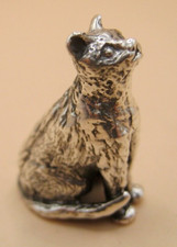 Pretty Edwardian Style English Hallmarked Sterling Silver Miniature Cat / Kitten