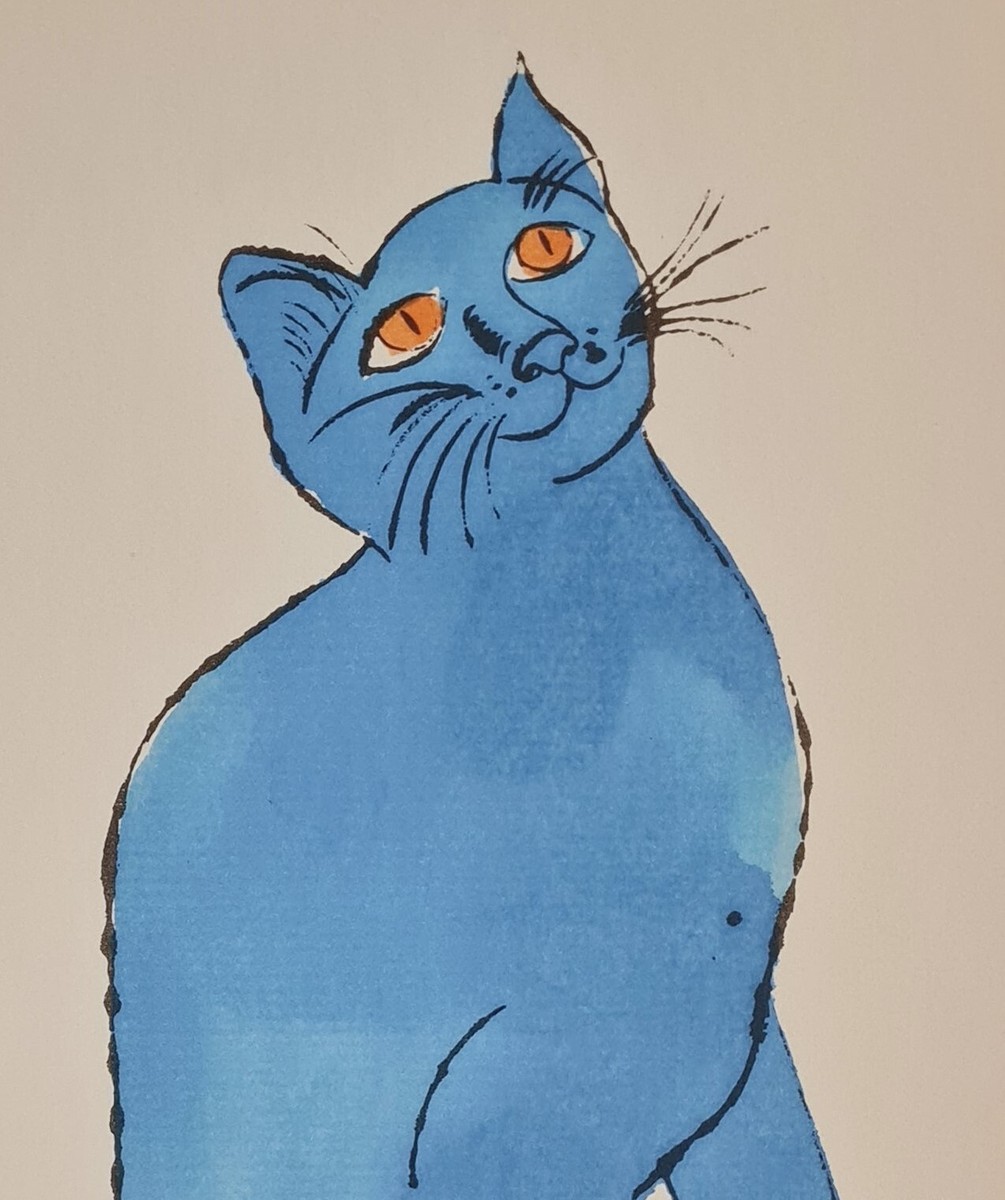 【模写】限定100部証明書 Andy Warhol One Blue Pussy One Blue Pussy, Andy Warhol C 1954, Blue Sam the Cat Fine