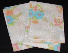 2 Vintage Wamsutta Superlin Shabby Cottage Blue Flowers Standard Pillowcases