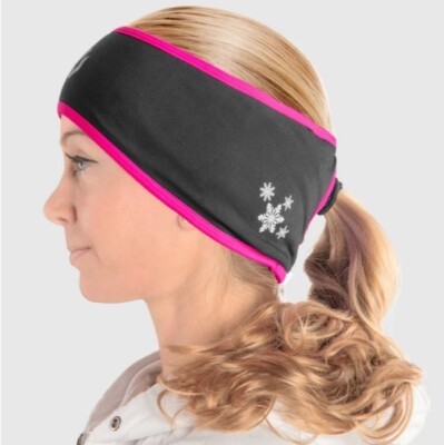 SLS3 Women's Ponytail Headband -ONE SIZE- Black / Bright Rose Color