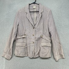 Poetry Jacket Womens Uk 18 Lagenlook Us 14 Stripe Beige Blazer Pockets Gray*