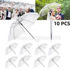 10PCS Clear Umbrella Wedding Party Transparent Rain Parasol Handle Waterproof