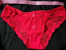 VTG VICTORIA  S SECRET sz S Lace Red Panty Bikini Sissy HOT SECOND SKIN Nylon