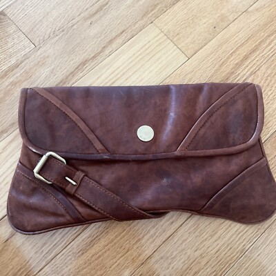 Brown leather vintage clutch Gustto