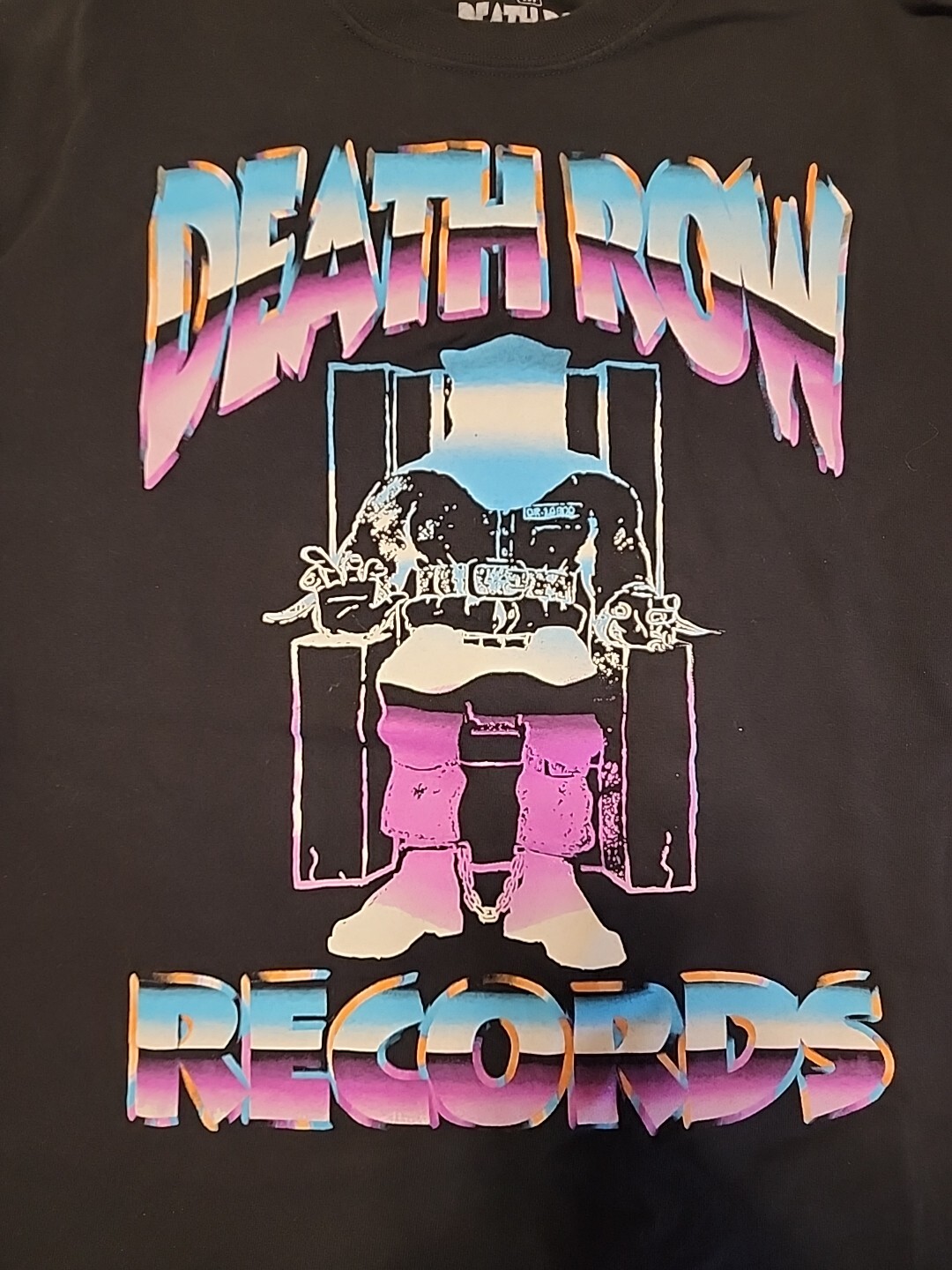 FILA Maglietta Black Death Row Records Shug Knight Snoop Dogg Etichetta Sbiadita Prigione Gang Med