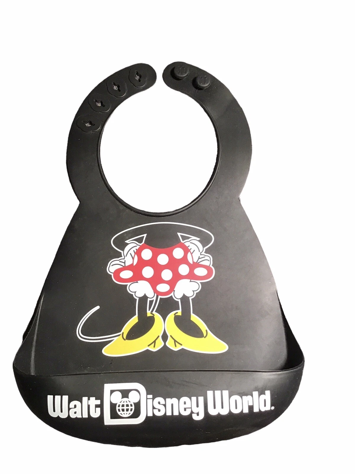 Walt Disney World Mini Mouse Bib With Crumb Catcher Adjustable Silicon