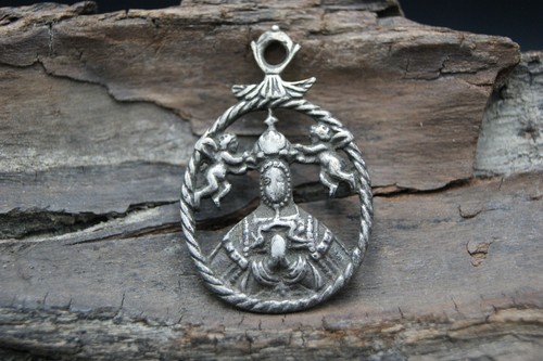 † 19TH BVM STERLING MEDAL PENDANT NUESTRA SENORA DEL SAGRARIO TOLEDO SPAIN † - Picture 10 of 12
