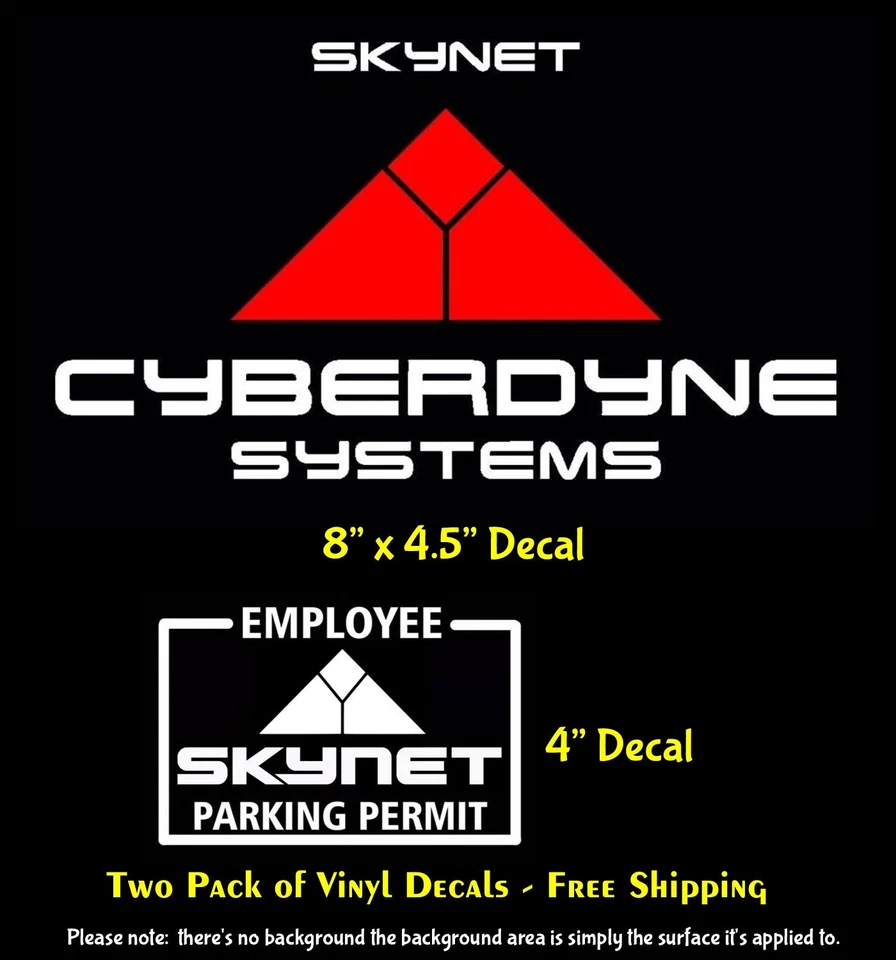 SIGNAGE CAFE Skynet Cyberdyne Systems Terminator 8" & 4" White Vinyl Decals Car Truck Window