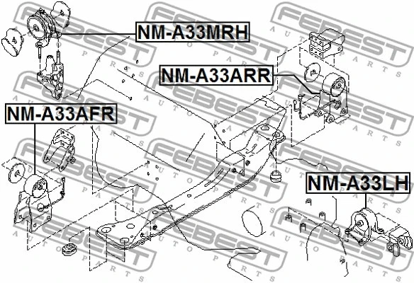 FEBEST 1995-2004 INFINITI I30 Right Engine Mount (Hydro) NM-A33MRH - Image 2 of 2