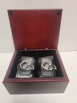 Los Angeles Rams NFL Square  Shot Glass Box Set Of 2w/ 3D Pewter Enameled Helmet